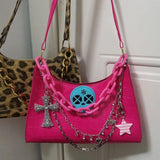 Y2k Cross Punk Shoulder Bag Pink Handbag