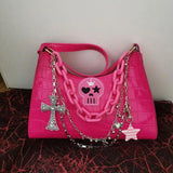 Y2k Cross Punk Shoulder Bag Pink Handbag