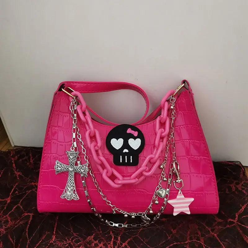 Y2k Cross Punk Shoulder Bag Pink Handbag