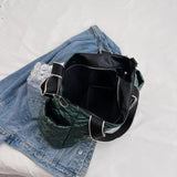 Winter Ladies Handbag Down Quilted Tote Bag Wide Straps Female Shoulder Bag