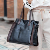 Large Capacity Women's Soft Leather Shoulder Bag Retro Tote Satchel Handbag