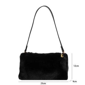 Fluffy Plush Women's Underarm Bag Solid Color Commuter Shoulder Bag