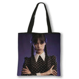Wednesday Addams Shoulder Bag Nevermore Academy Reusable Handbag Gothic Girl