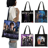 Wednesday Addams Shoulder Bag Nevermore Academy Reusable Handbag Gothic Girl