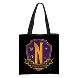 Wednesday Addams Shoulder Bag Nevermore Academy Reusable Handbag Gothic Girl