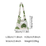Faux Fur Women Shoulder Bag Love Heart Printing Soft Plush Female Crossbody Bag