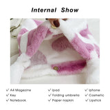 Faux Fur Women Shoulder Bag Love Heart Printing Soft Plush Female Crossbody Bag