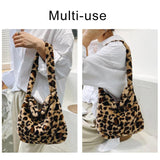 Faux Fur Women Shoulder Bag Love Heart Printing Soft Plush Female Crossbody Bag