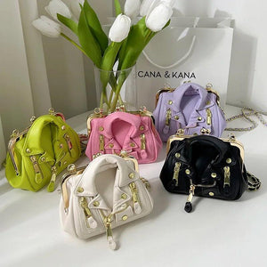 Women's Leather Rivet Crossbody Bag Lady Shoulder Handbag