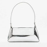 Silver Shoulder Bag Women Adjustable Strap PU Solid Casual Underarm Bag