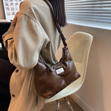 Vintage Pu Underarm Shoulder Bag Woman Soft Leather Padded Handbag