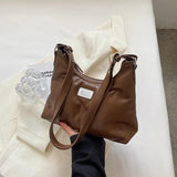 Vintage Pu Underarm Shoulder Bag Woman Soft Leather Padded Handbag