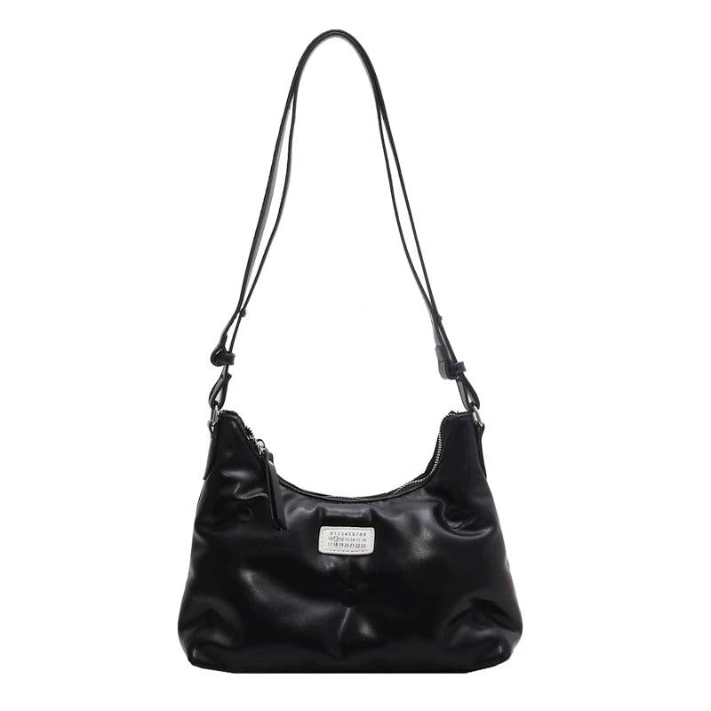 Vintage Pu Underarm Shoulder Bag Woman Soft Leather Padded Handbag