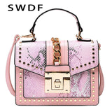 Snakeskin Pattern Shoulder Bags Square PU Leather Crossbody Bags Women Handbags