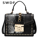 Snakeskin Pattern Shoulder Bags Square PU Leather Crossbody Bags Women Handbags