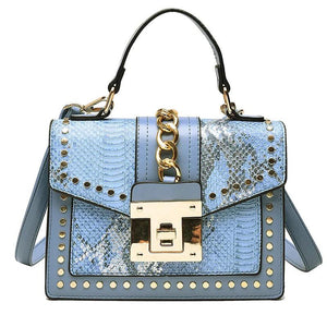 Snakeskin Pattern Shoulder Bags Square PU Leather Crossbody Bags Women Handbags