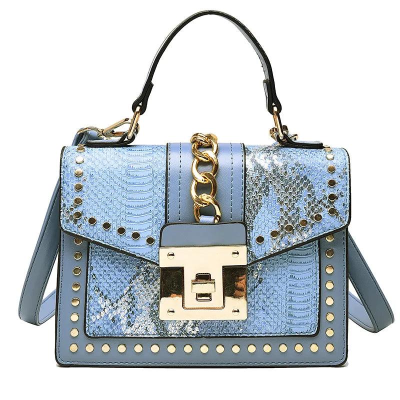 Snakeskin Pattern Shoulder Bags Square PU Leather Crossbody Bags Women Handbags