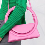 Round Handle Bag Pu Leather Lady Crossbody Shoulder Bag