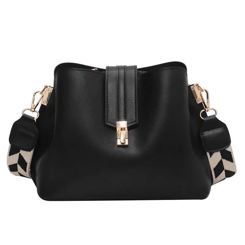 Vintage Small Leather Bucket Crossbody Bag for Women Lady Handbag