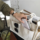 Canvas Totes Messenger Bag with Multiple Pockets Large Shoulder Handbag