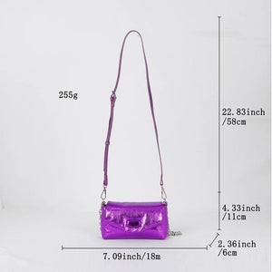 Pu Crossbody Bag Women Leather Chain Ladies Shoulder Bag Solid Metal