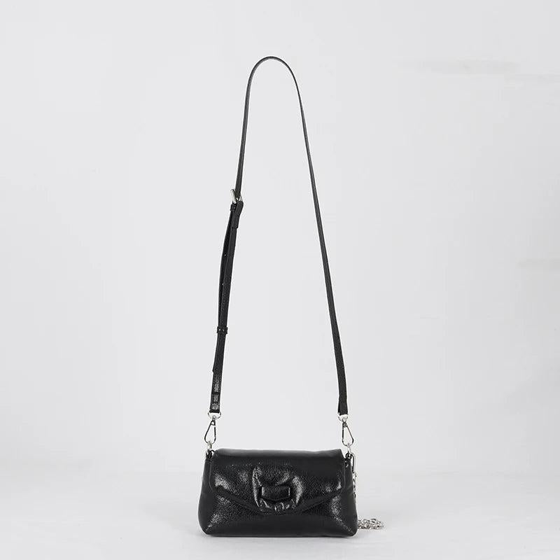 Pu Crossbody Bag Women Leather Chain Ladies Shoulder Bag Solid Metal