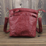 Women Leather Clutch Flowers Crossbody Bag Lady Small Clutch