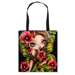 Gothic Cartoon Girl Shopping Bag Harajuku Shopper Tote Eco Large Capacity