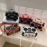 Vintage Radio Box Style Women Crossbody Bag Retro Purses