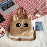 Plush lamb handbag with large capacity