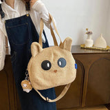 Plush lamb handbag with large capacity