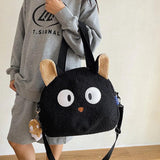Plush lamb handbag with large capacity