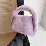 Colorful Plush Handbag Soft Mini Shoulder Totes Bag