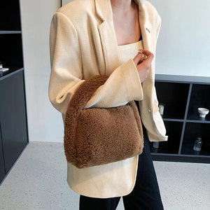 Colorful Plush Handbag Soft Mini Shoulder Totes Bag