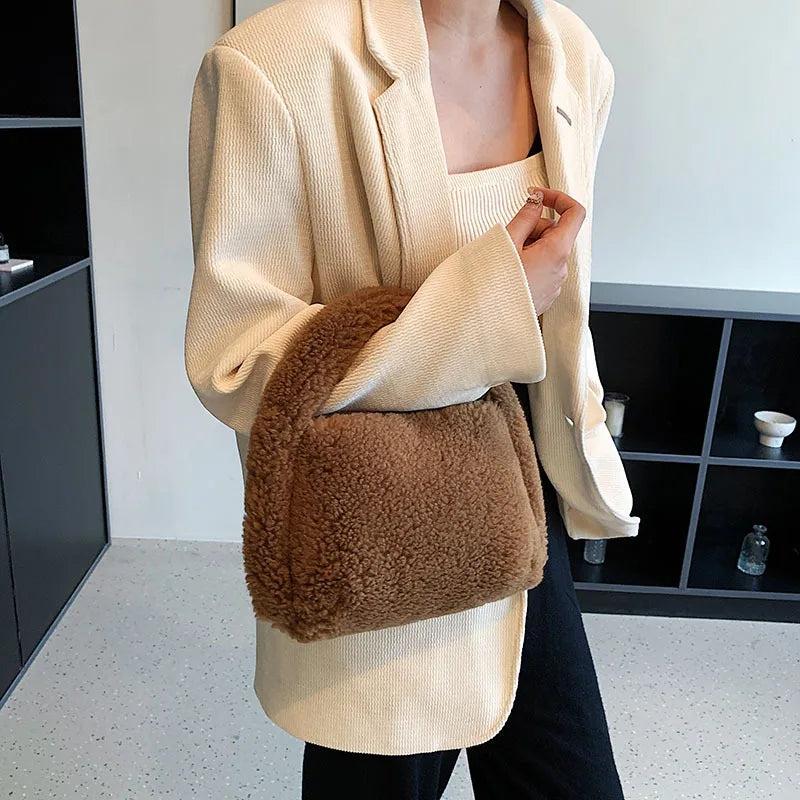 Colorful Plush Handbag Soft Mini Shoulder Totes Bag