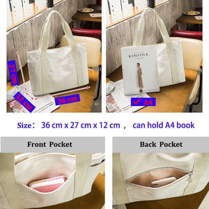 Large Fabric Canvas Tote Shoulder Bag Women's Handbags School Bags