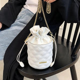 Lozenge Pattern Tote Bucket High-Quality Pu Leather Women's Handbag