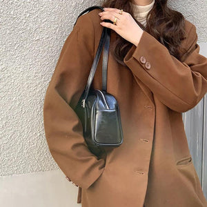 MBTI Casual Style Women Shoulder Bag Solid PU Zipper Bolso Mujer Bags