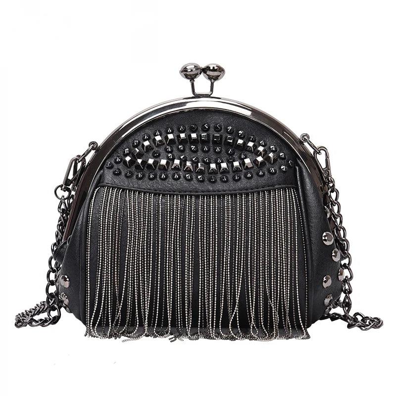 Punk Style Shoulder Bag Crossbody Handbag with Tassel