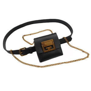 Snake Print Pu Leather Fanny Pack Woman Chain Buckles Square