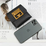 Snake Print Pu Leather Fanny Pack Woman Chain Buckles Square