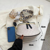 Crossbody Bag Pu Leather Soft Messenger Bags For Ladies Zipper Wide Shoulder