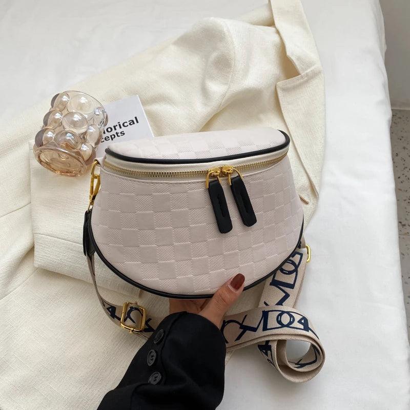 Crossbody Bag Pu Leather Soft Messenger Bags For Ladies Zipper Wide Shoulder