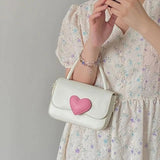 Xiuya Pink Love Contrast Girl Handbag Ladies French Chain Crossbody Bag