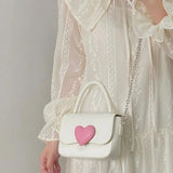 Xiuya Pink Love Contrast Girl Handbag Ladies French Chain Crossbody Bag