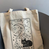 Moon Sun Print Canvas Bag Large Capacity Tote Hip Hop Shopper Bag