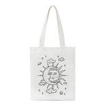 Moon Sun Print Canvas Bag Large Capacity Tote Hip Hop Shopper Bag