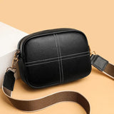 Soft Leather Crossbody Bag for Women, Cowhide Square Zero Wallet