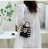 Lady Face Box Shaped Party Clutch Chain Shoulder Bag