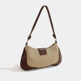 Vintage Canvas Underarm Shoulder Bag Ladies Stitching Pu Woman Messenger Bag